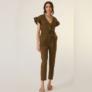 Anthropologie Ruffled Sleeve Jumpsuit